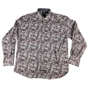 English Laundry Mens XXL Long Sleeve Button Down Shirt Burgundy Abstract Print